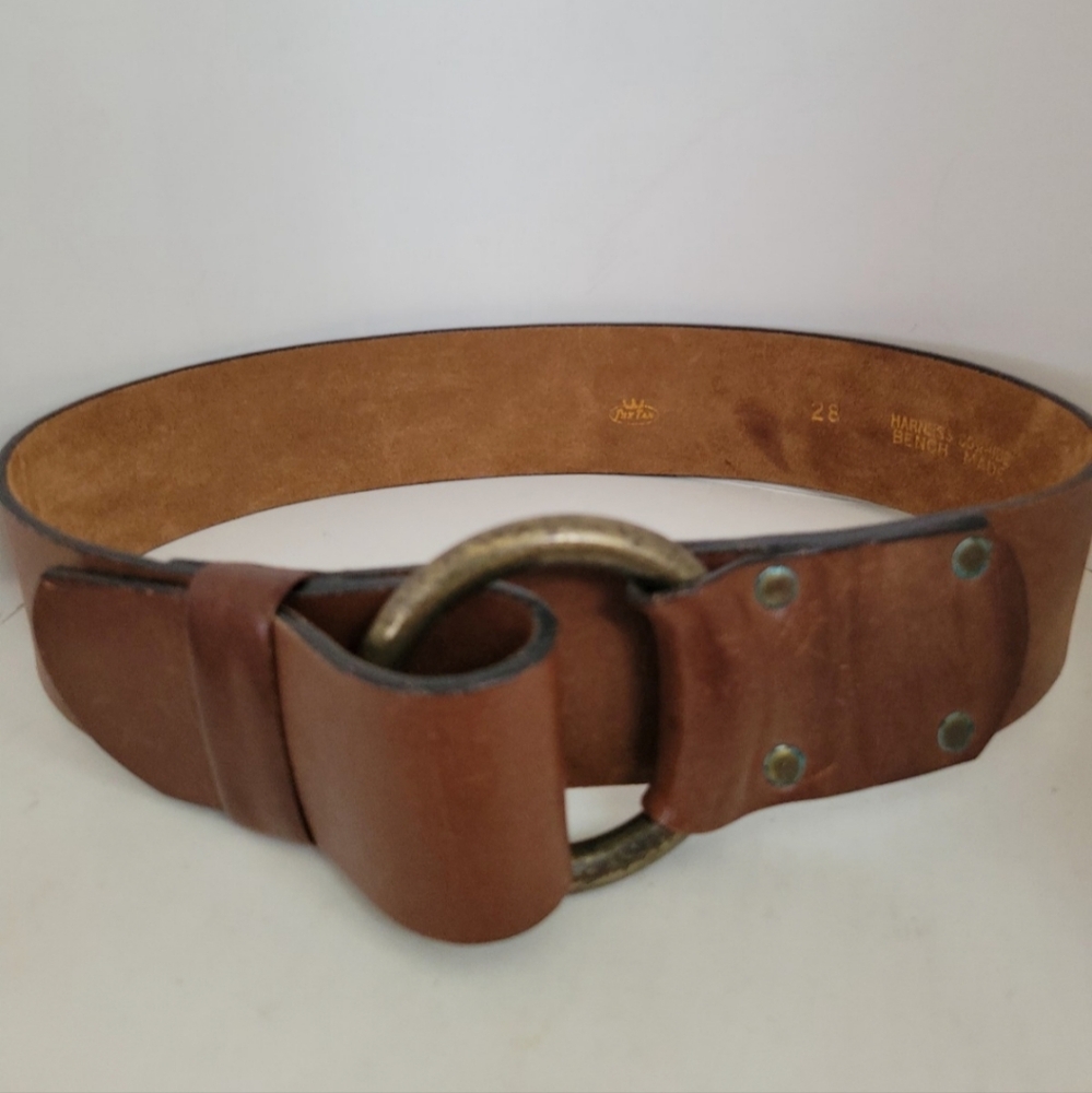 Brown Leather Belt with Double-Ring Buckle